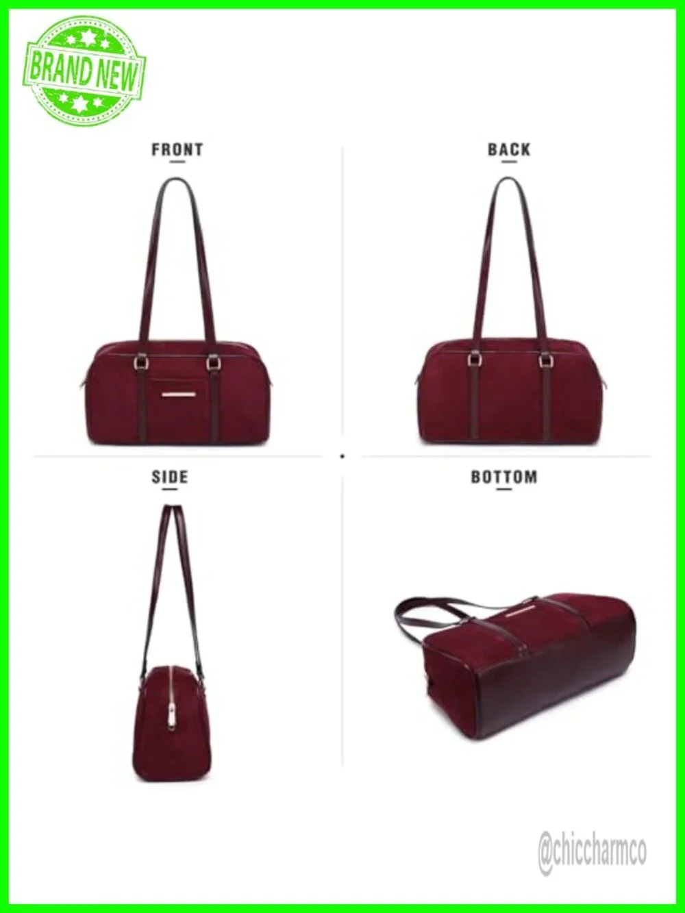Faux Suede Shoulder Purse Retro Hobo Satchel with Zip Closure